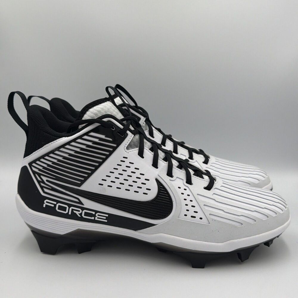 Nike Force Savage Pro 3 Football Cleats White Black Men’s Sz 13.5 DA5453-101 NEW